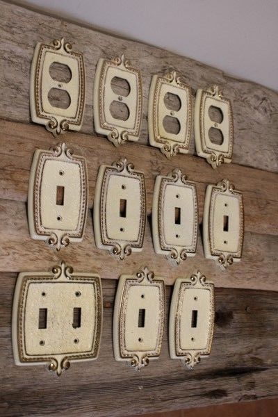 11 - AMEROCK BONAVENTURE ANTIQUE WHITE BRASS SWITCH PLATES & OUTLET COVERS LOT