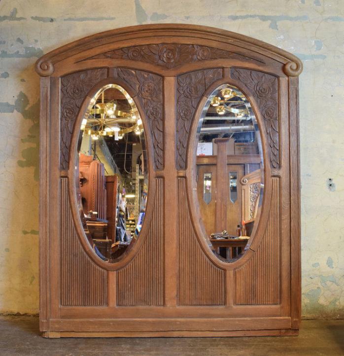 Antique Architectural Salvage Original Gorgeous Victorian Oak Frame With Mirror