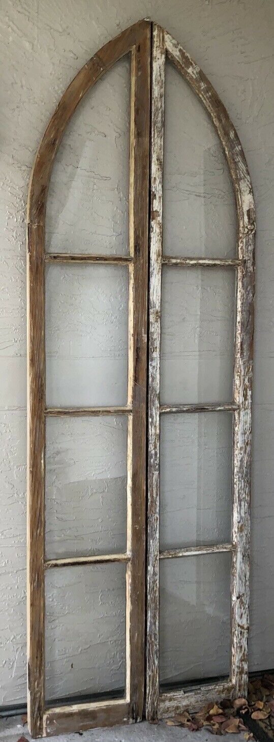 Vintage Church Cathedral Arched Gothic Windows Salvage, Architectual