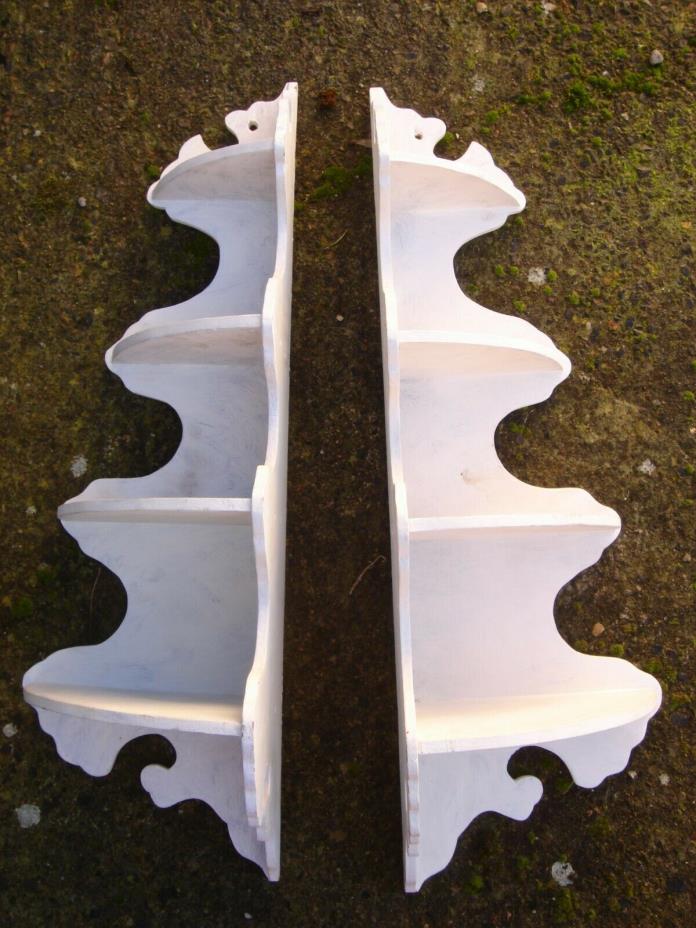 DECORATIVE PAIR CORNER WALL SHELVES SCONCE'S IN PRIMER TO PAINT