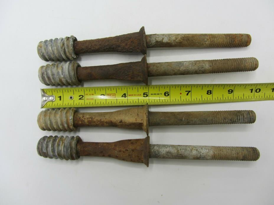 LOT OF 4 VINTAGE TELEGRAPH GLASS  INSULATOR TOP MOUNT POST SCREW THREADED PEGS