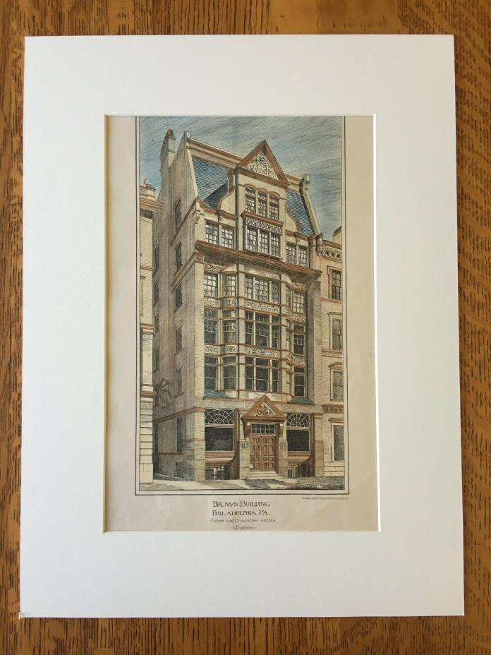 Brown Building, Philadelphia, PA, 1882, Cabot & Chandler, Original Hand Colored
