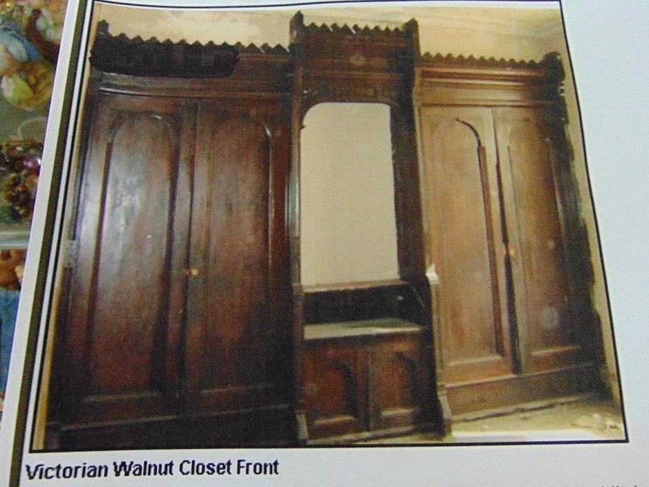ANTIQUE VICTORIAN WALNUT CLOSET FRONT BUILT IN ARMOIRE - ARCHITECTURAL SALVAGE
