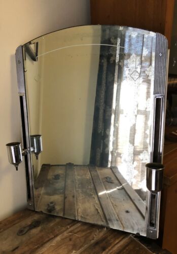 Vintage Art Deco Mid Century Medicine Cabinet Etched Mirror With Side Lights