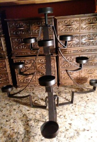 GOTHIC Heavy Black Wrought Iron Tree- HOLDS (10)  Tea Candles CANDELABRA