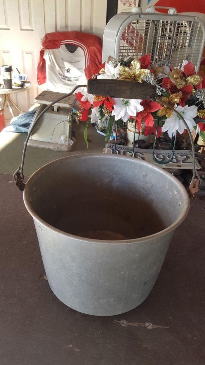 VINTAGE MILKING? BUCKET WITH WOOD HANDLE