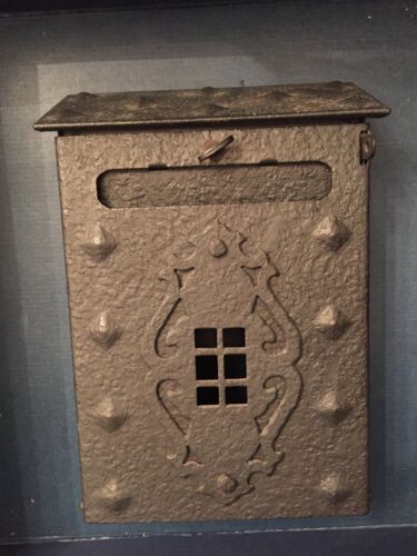 Antique Cast Iron Mailbox - ARTS AND CRAFTS Embossed Metal - Stickley Style