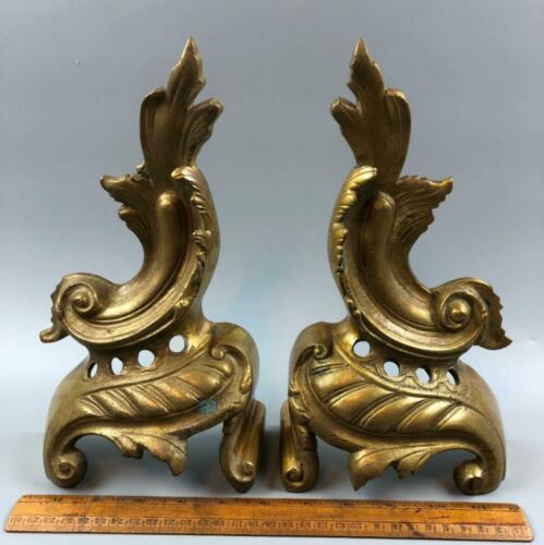 Pair Ornate French Reproduction Furniture Accent Hardware Trim Brass Pediments