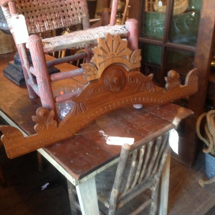 Antique Eastlake Furniture Pediment Walnut Victorian Header Crest Architectural