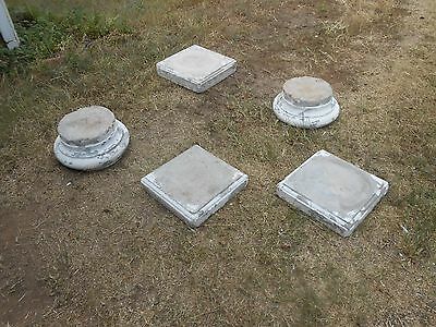 5 Large Antique Cement Column Bases Round & Square Great For Statues&Ornaments