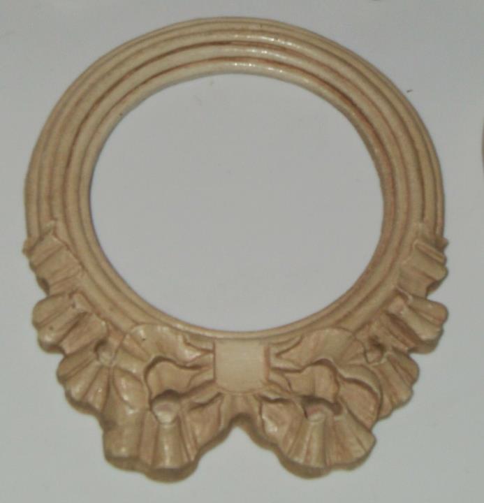 5 Carved Pressed Wood Round Ribbon Frame Architectural Salvage Pediment Applique