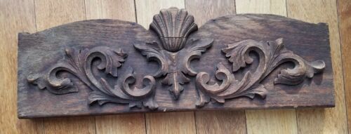 Wooden fragment antique carved  oak pediment 21