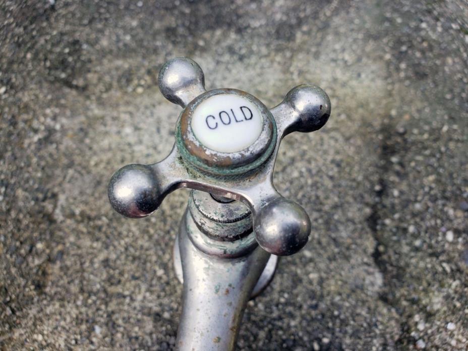 Cold Water Faucet Spigot Porcelain Brass Victorian Nickel Finish The Haydenville