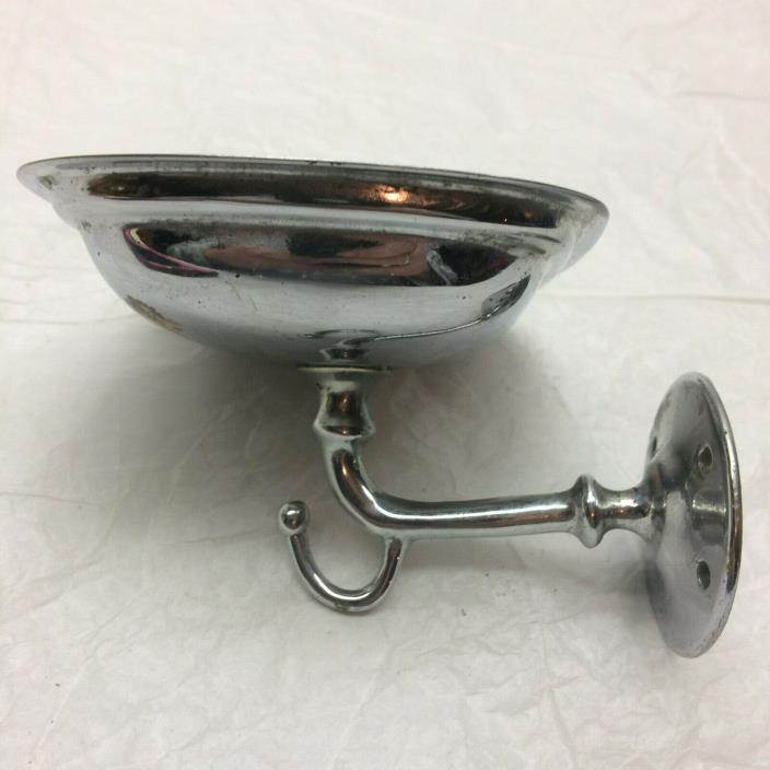 Vintage Nickel Plate Brass Soap Dish Wall Mount