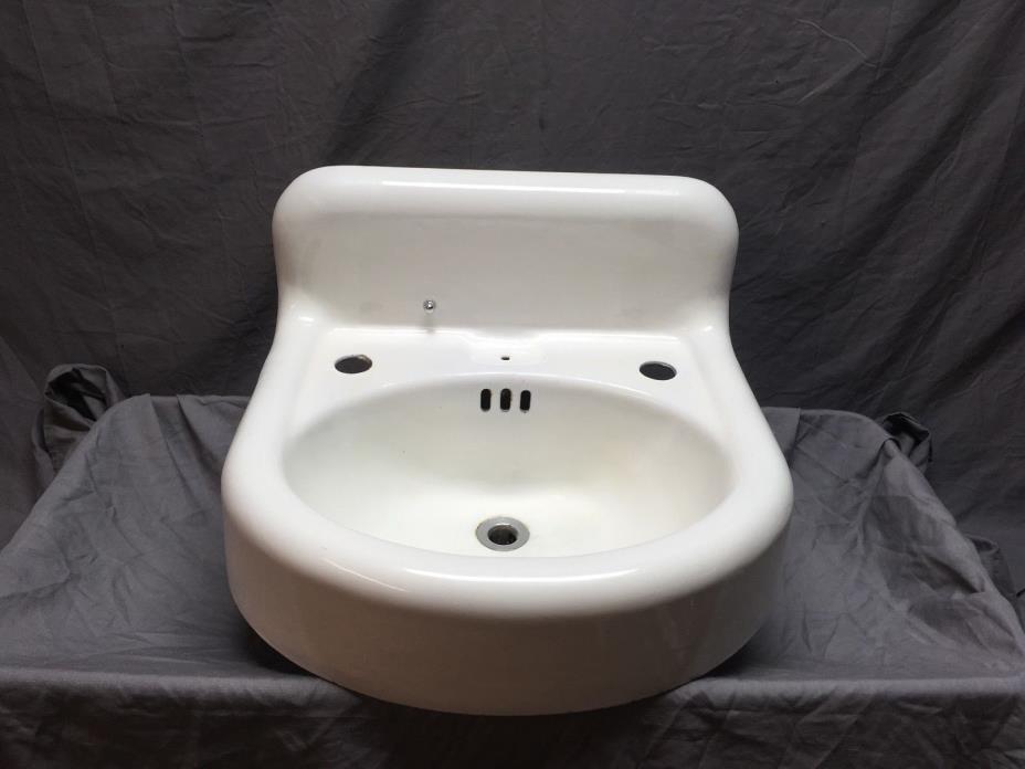 Antique Cast Iron White Porcelain Powder Bath room Wall Sink Old Vintage 476-18E