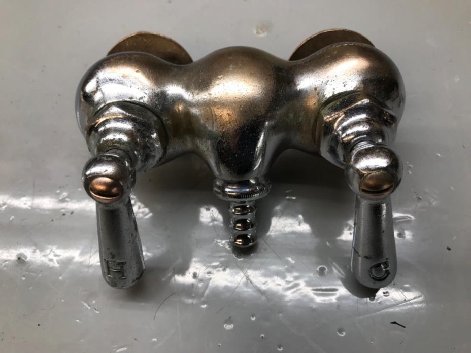 Antique Nickel Brass Claw Foot Bathtub Faucet Old Vtg Nickel Brass Original