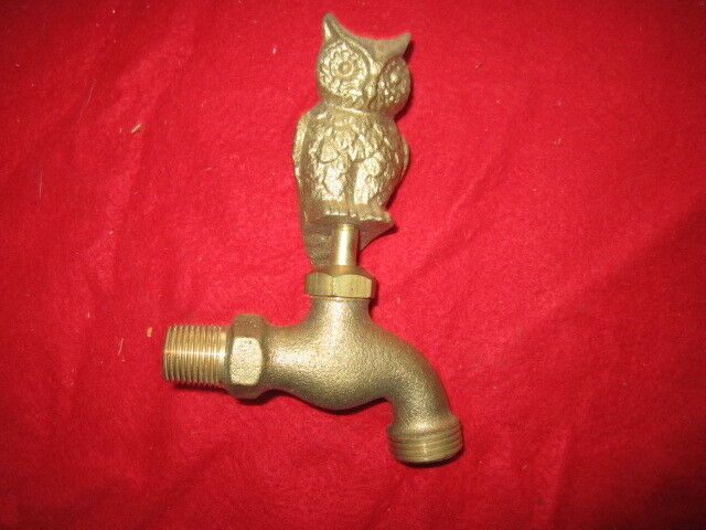 Vintage Solid Brass OWL Spigot Outdoor Garden Hose Water Faucet Spout Rustic