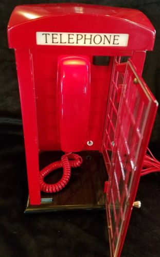 Vintage London Red Telephone Box Booth Wooden Phone Booth with working phone