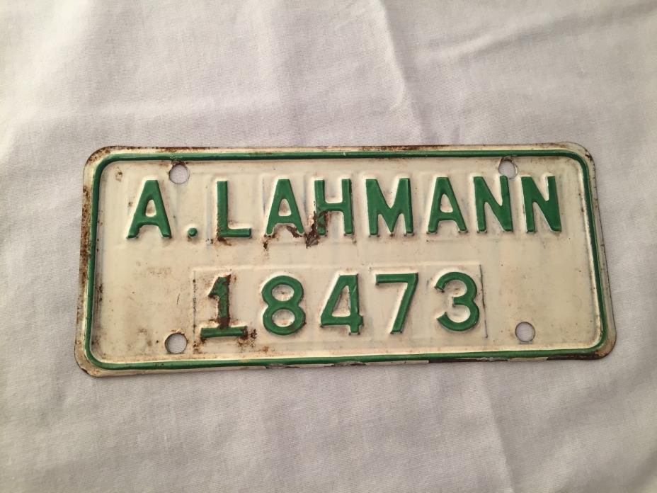 Vintage Metal Address Plaque A. Lahmann 18473 Mailbox Topper Plate 3 3/8