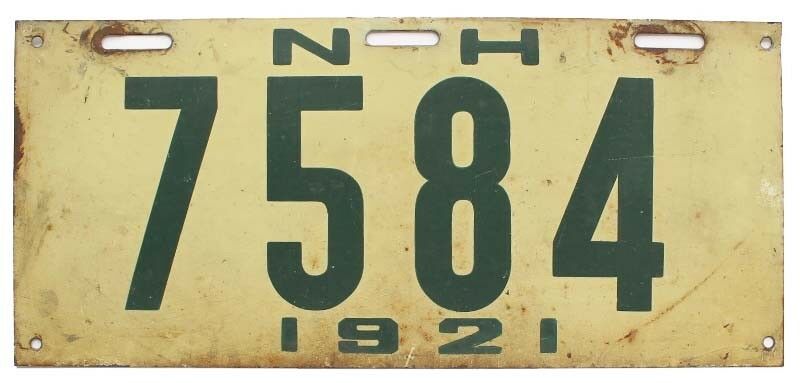 New Hampshire 1921 License Plate, 7584, Antique, Garage Sign, Nice Quality