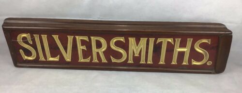 Original Vintage Hand Painted Antiques Shop Advertising Sign. Silversmiths.100+