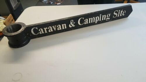 LARGE RECLAIMED CAST IRON VICTORIAN STYLE SIGN CARAVAN AND CAMPING