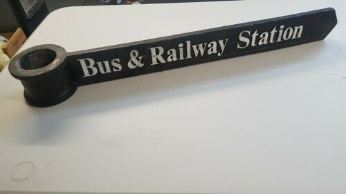 LARGE RECLAIMED CAST IRON VICTORIAN STYLE SIGN BUS AND RAILWAY