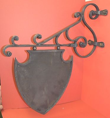 Sign Bracket Holder, Crest Shield Coat of Arms Sign, Detailed Wrought Iron