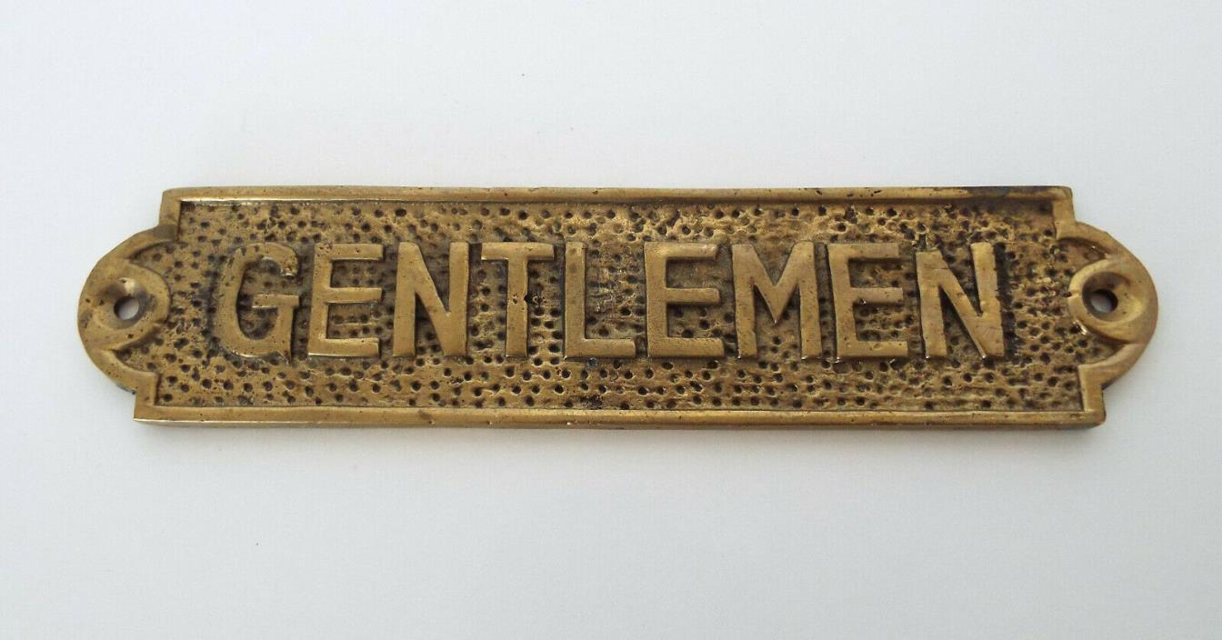 Vintage Gentlemen Brass Nameplate 6