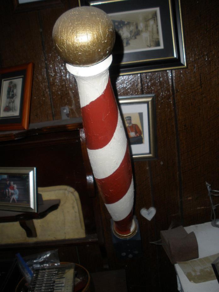 ANTIQUE WOOD BARBER POLE-100 YEARS OLD--THE REAL DEAL