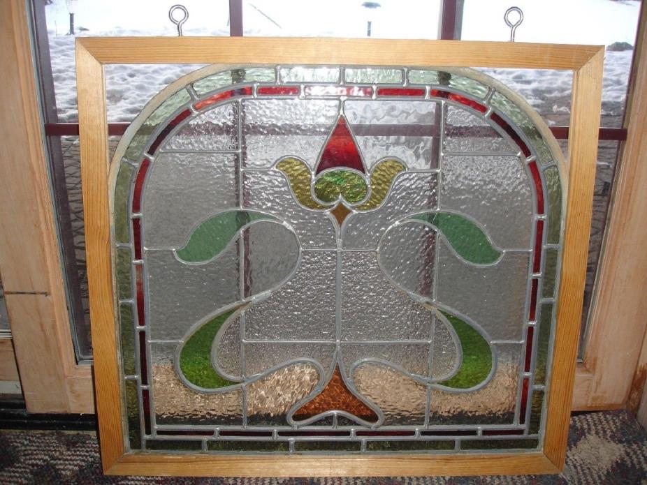 Antique Stained Glass Window 25X22.5 Late 1800s England Architectural Salvage