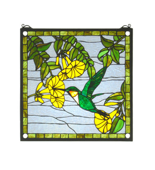 New Meyda Hummingbird Tiffany Style Stained Glass Window Bright Yellow Tulips