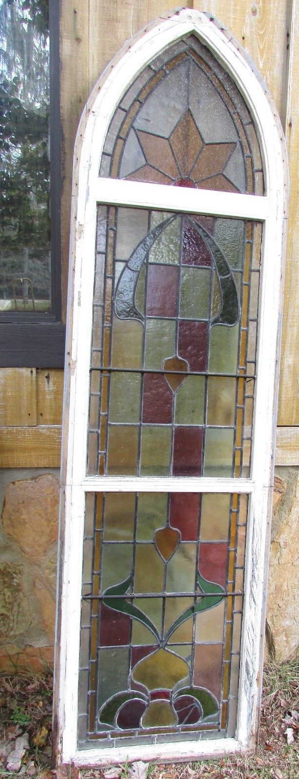 Antique stained glass window.....Very Old.....Shipping possible.