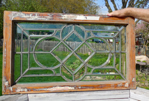 Antique  BEVELED  (LEADED, STAINED ) GLASS WINDOW   #9
