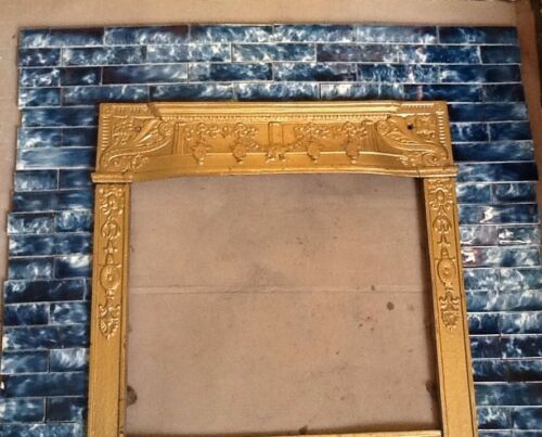 Complete Set Vintage Victorian Antique Fireplace Tiles Tile Navy Blue Encaustic