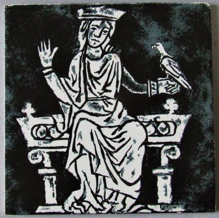Vintage English Tile with Medieval Design of a Falconer by Richards
