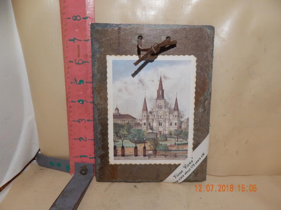 VIEUX CARRE' ROOFING SLATE CARD - THE ST. LOUIS CATHEDRAL - NEW , NO DAMAGE!