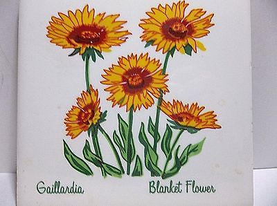 Vintage MESQUAKE SETTLEMENT Decorative Tile Gaillardia BLANKET FLOWER 6