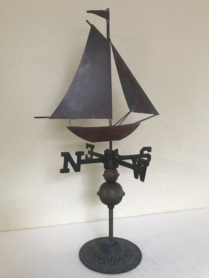 Schooner Boat Copper & Brass Table Top Weathervane Rod/Directionals/Spacer Balls