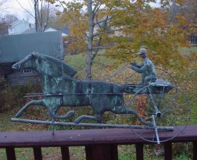 Old Maine Estate Horse Racing Weathered Weathervane Horse & Sulky