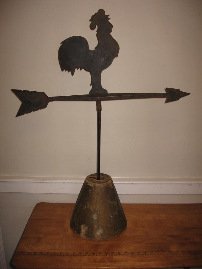 ANTIQUE ROOSTER WEATHERVANE MOUNTED 37