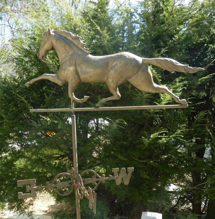 Antique Running Horse weathervane 44 inch estate find w directional copper zinc