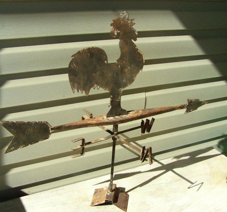 Vintage antique weatervane rooster hand cut, hand forged