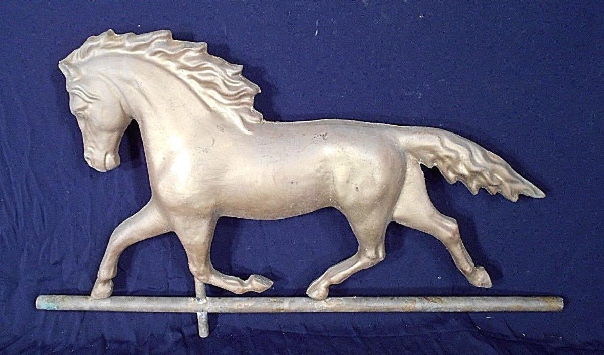 ANTIQUE 19th EARLY 20th CENTURY GOLD PAINTED COPPER HORSE WEATHERVANE