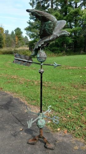 Antique Copper Eagle Weathervane Fabulous Original Verdigris