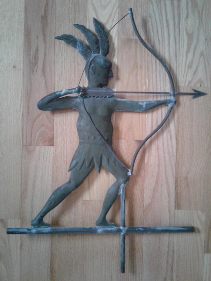 Rare  Copper Indian Weathervane 2 sided  Directionals Mount 