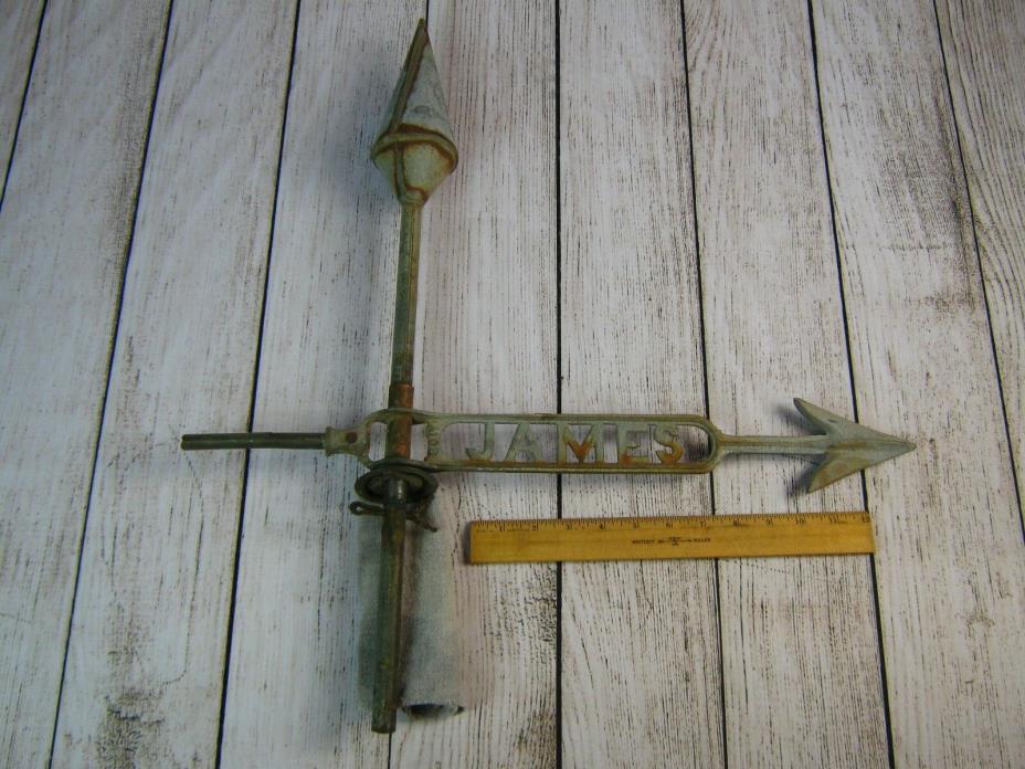 James Weathervane Arrow Ornament on Galvanized Finial for Parts or Restoration