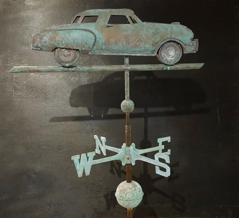 weathervane, copper, Studebaker, car, patina, hand made
