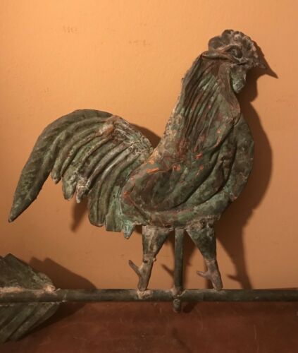 Antique Small 12”Copper Rooster Weathervane Damaged