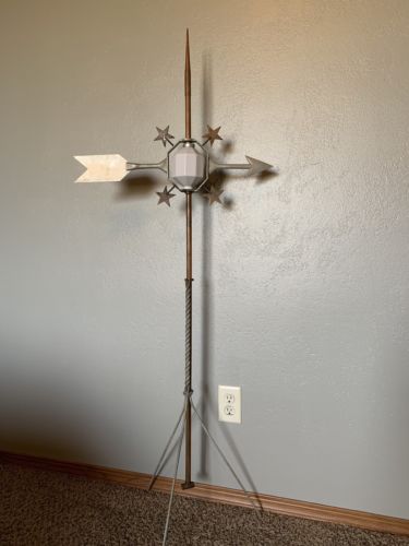 ANTIQUE LIGHTNING ROD D&S ARROW WITH 4 STARS ORIGINAL OCTAGONAL WEATHER VANE